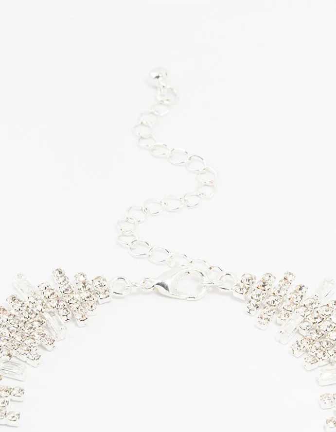 Rhodium Cubic Zirconia Choker Necklace