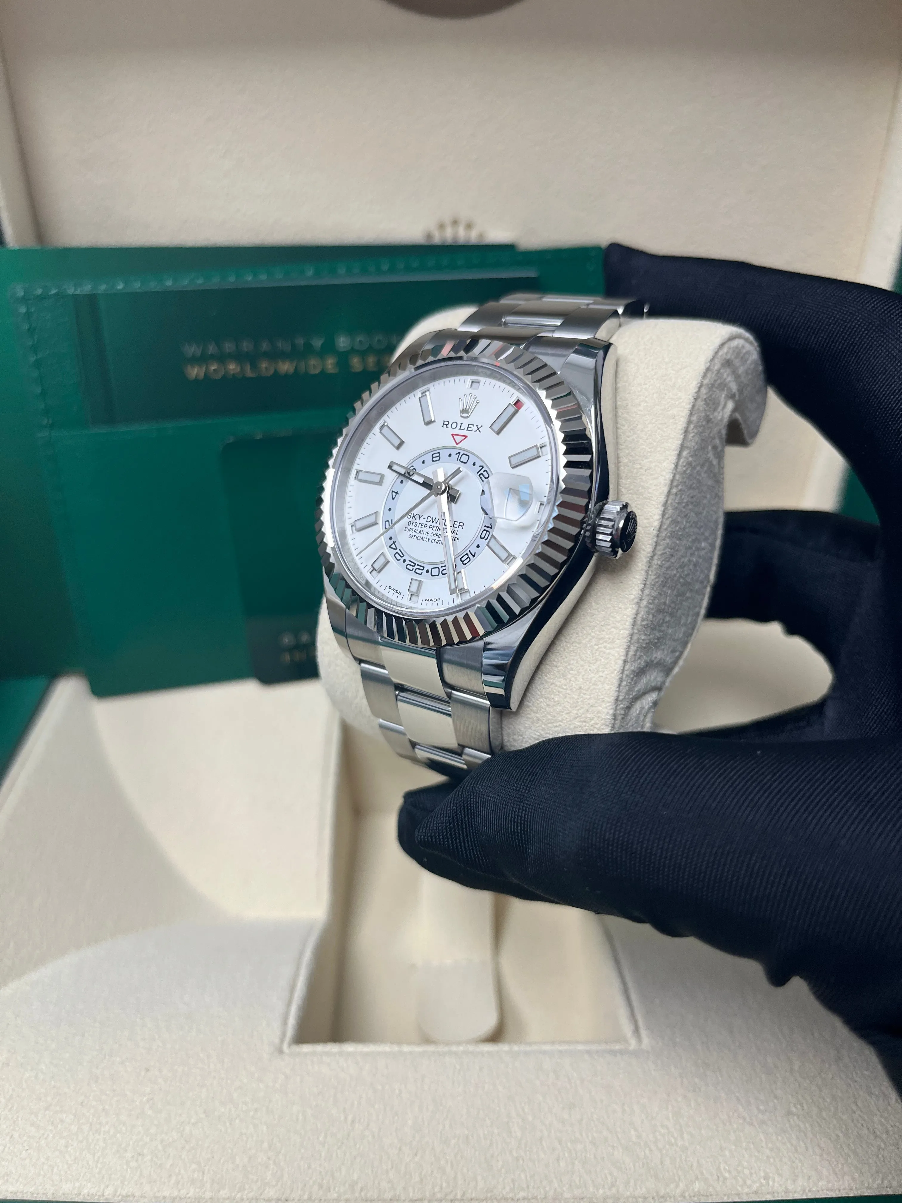 Rolex Sky-Dweller White Rolesor White Index Dial Oyster Bracelet (Ref# 326934)