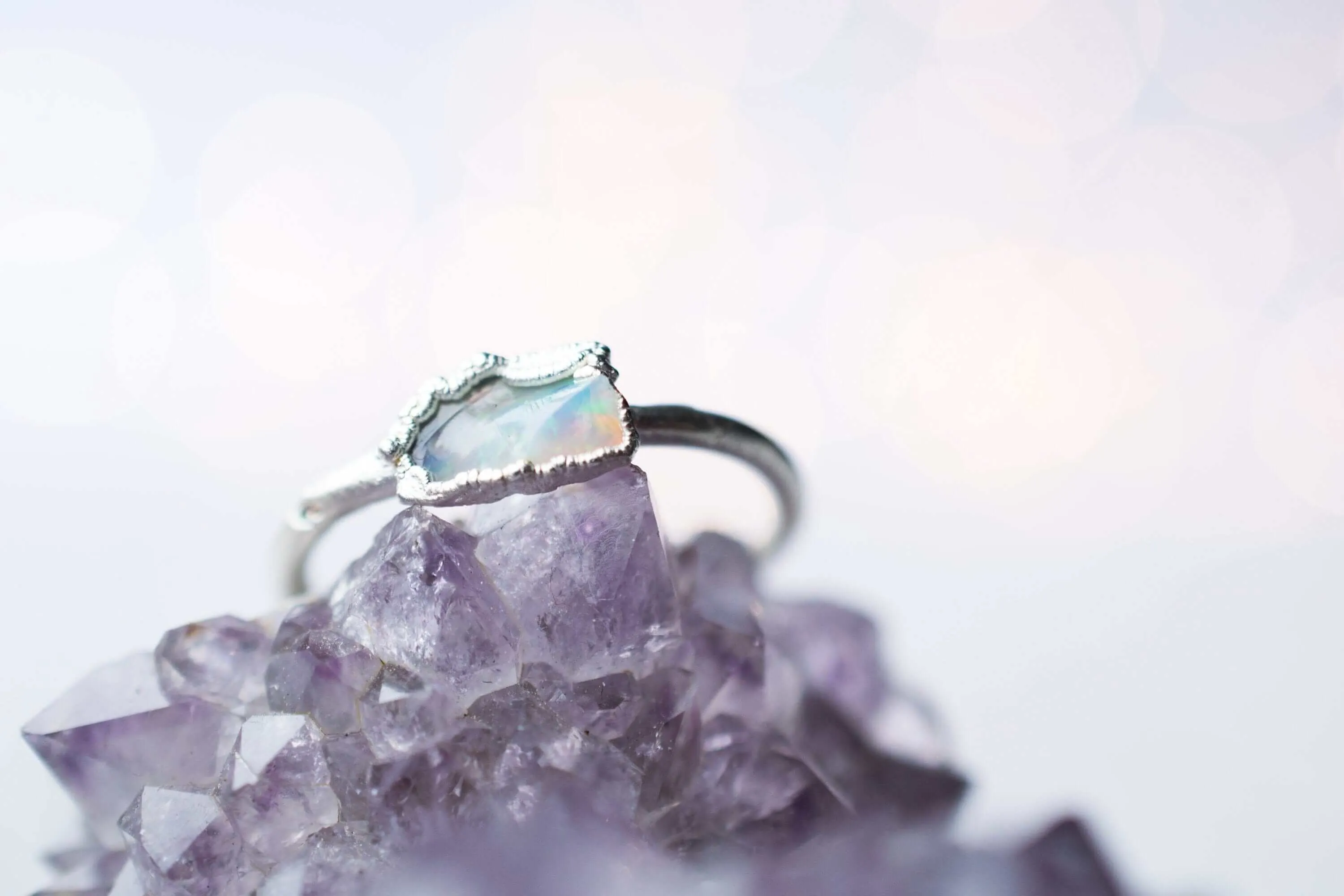 SALE Silver Opal ring | Raw opal ring