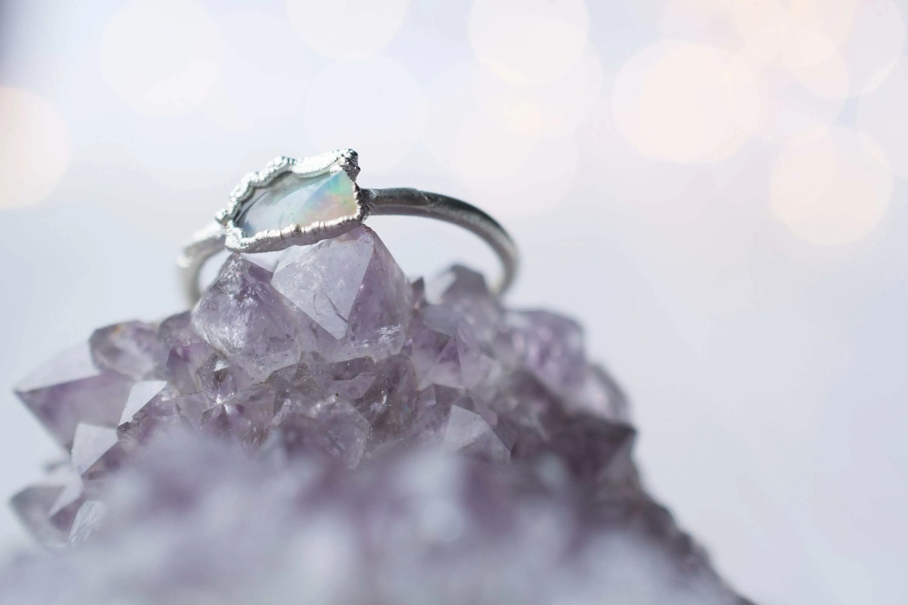 SALE Silver Opal ring | Raw opal ring