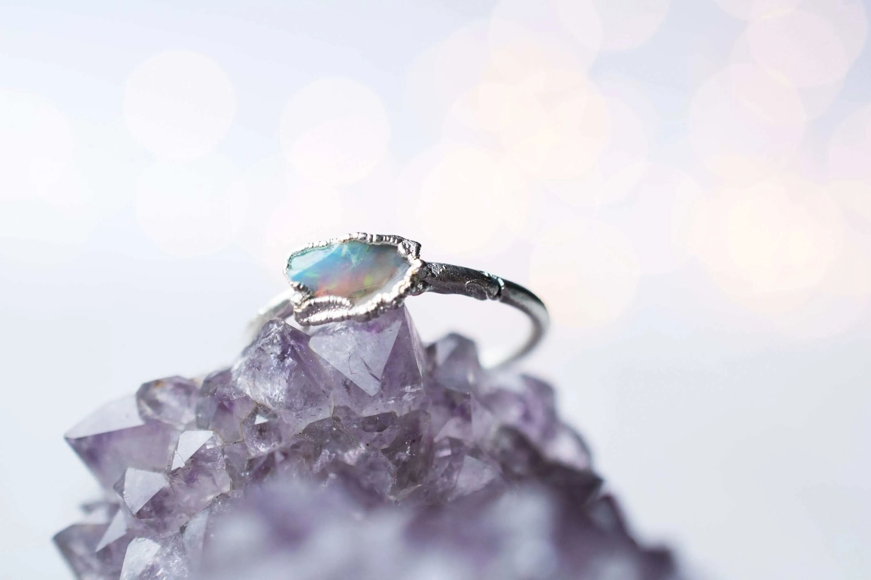 SALE Silver Opal ring | Raw opal ring