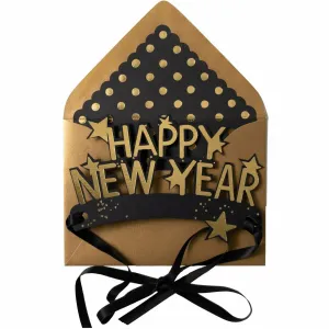 Say 'Happy New Year!' in style and class with this black and gold Happy New Year crown card.