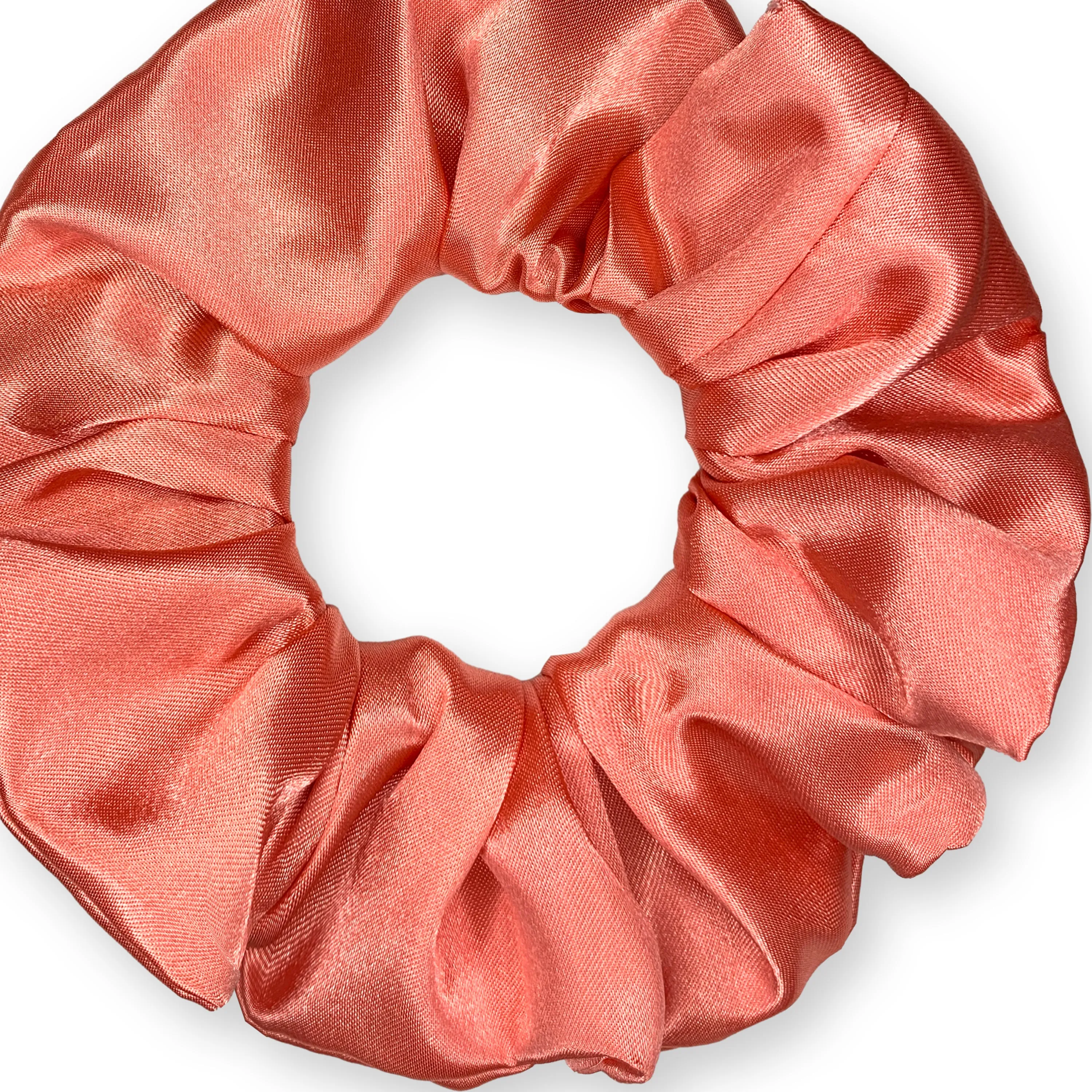 Scrunchies Premium Bridal Satin Available in 3 Sizes Made in the USA Coral