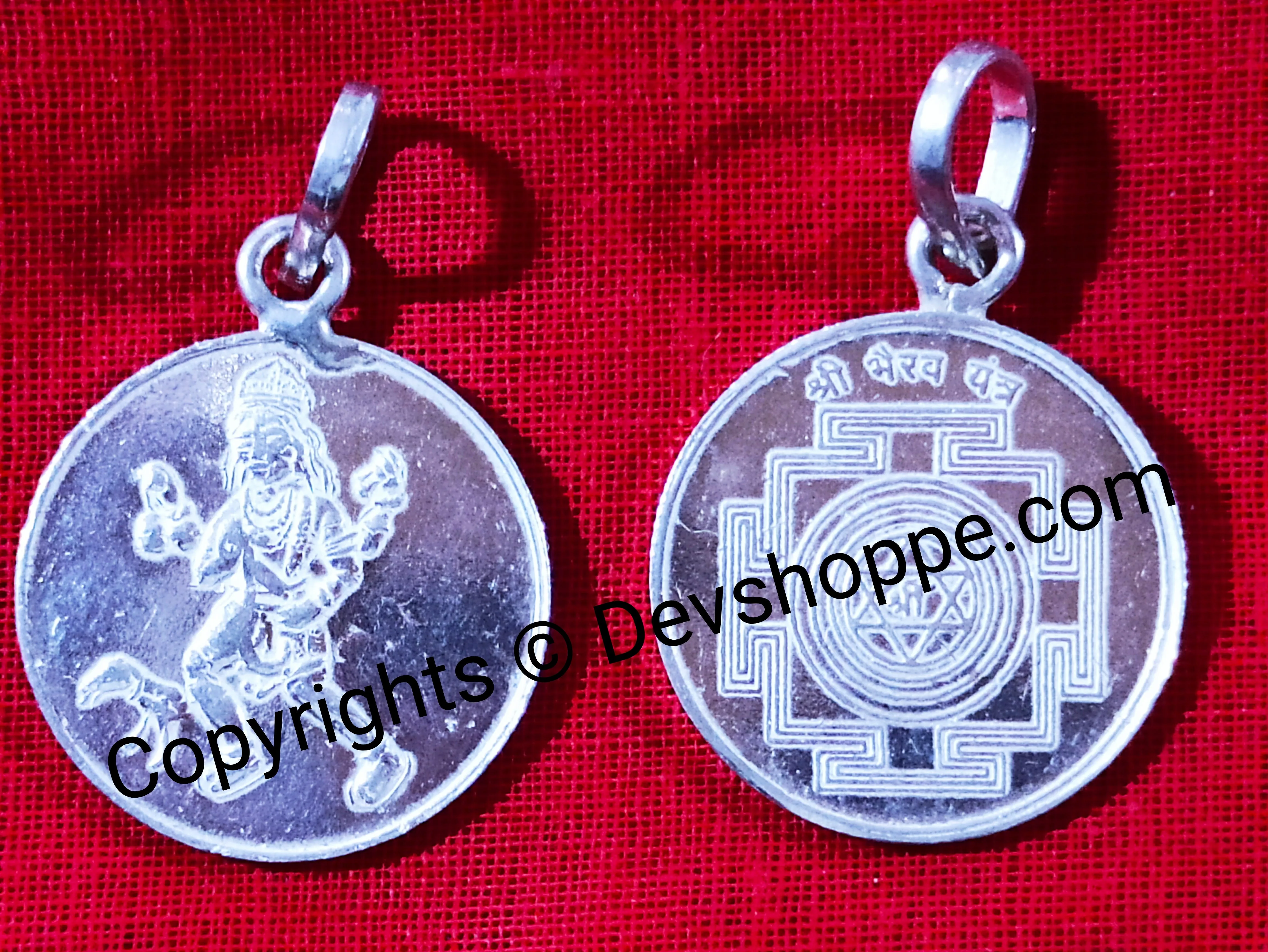 Shri Bhairav (Bhairavar) yantra silver pendant