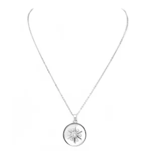 Silver Cubic Zirconia Starburst Pendant Necklace