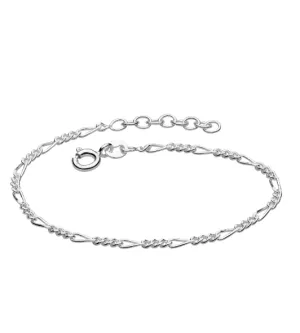 Silver Figaro 7" Bracelet