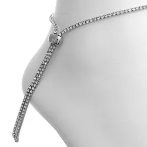 Silver Rhinestone Slider Anklet - Ankle Bracelet