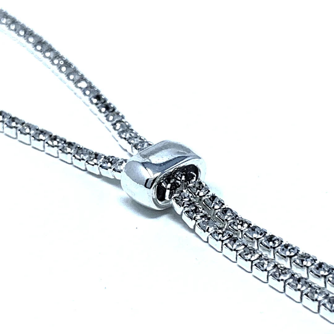 Silver Rhinestone Slider Anklet - Ankle Bracelet