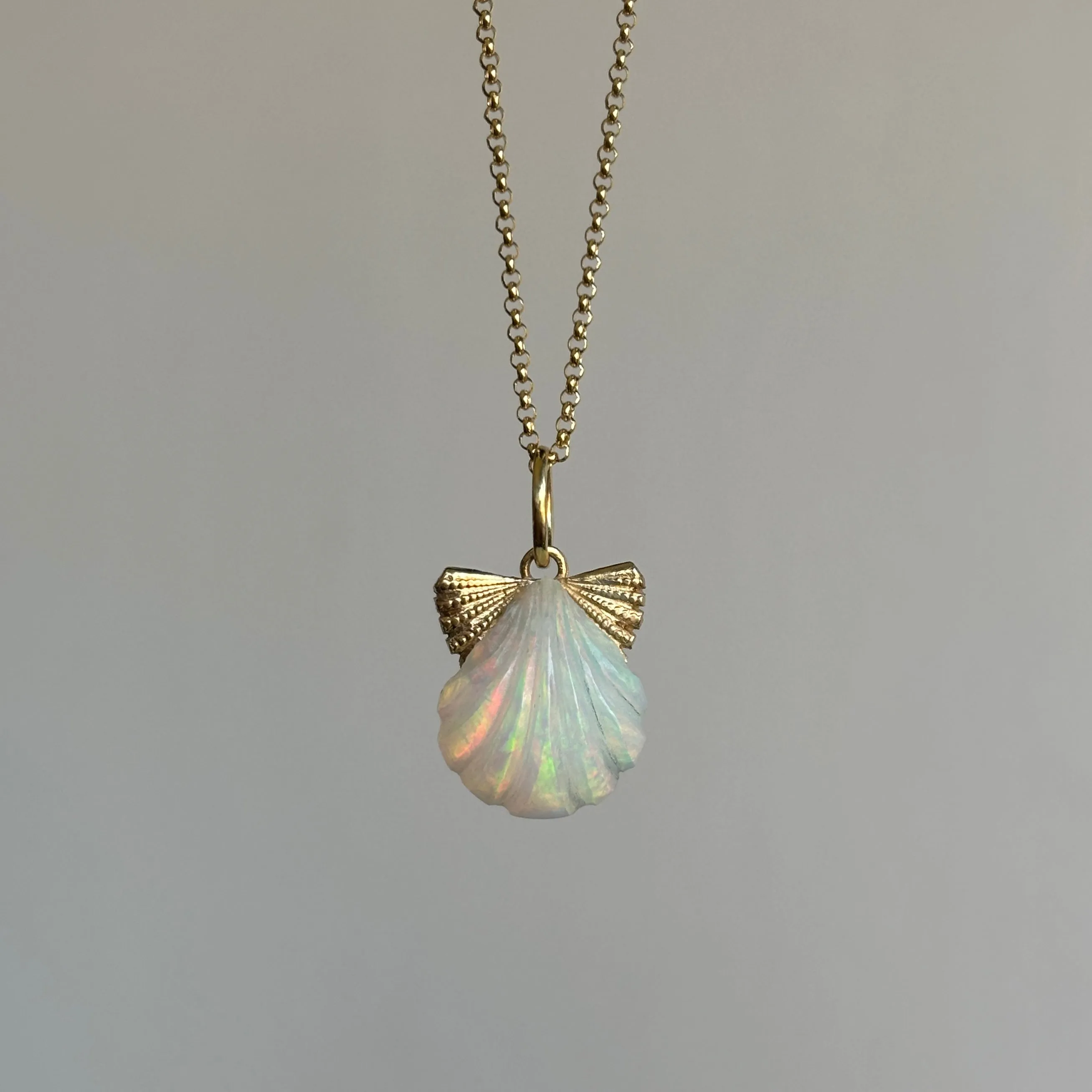 Small Ethiopian Opal Scallop Pendant