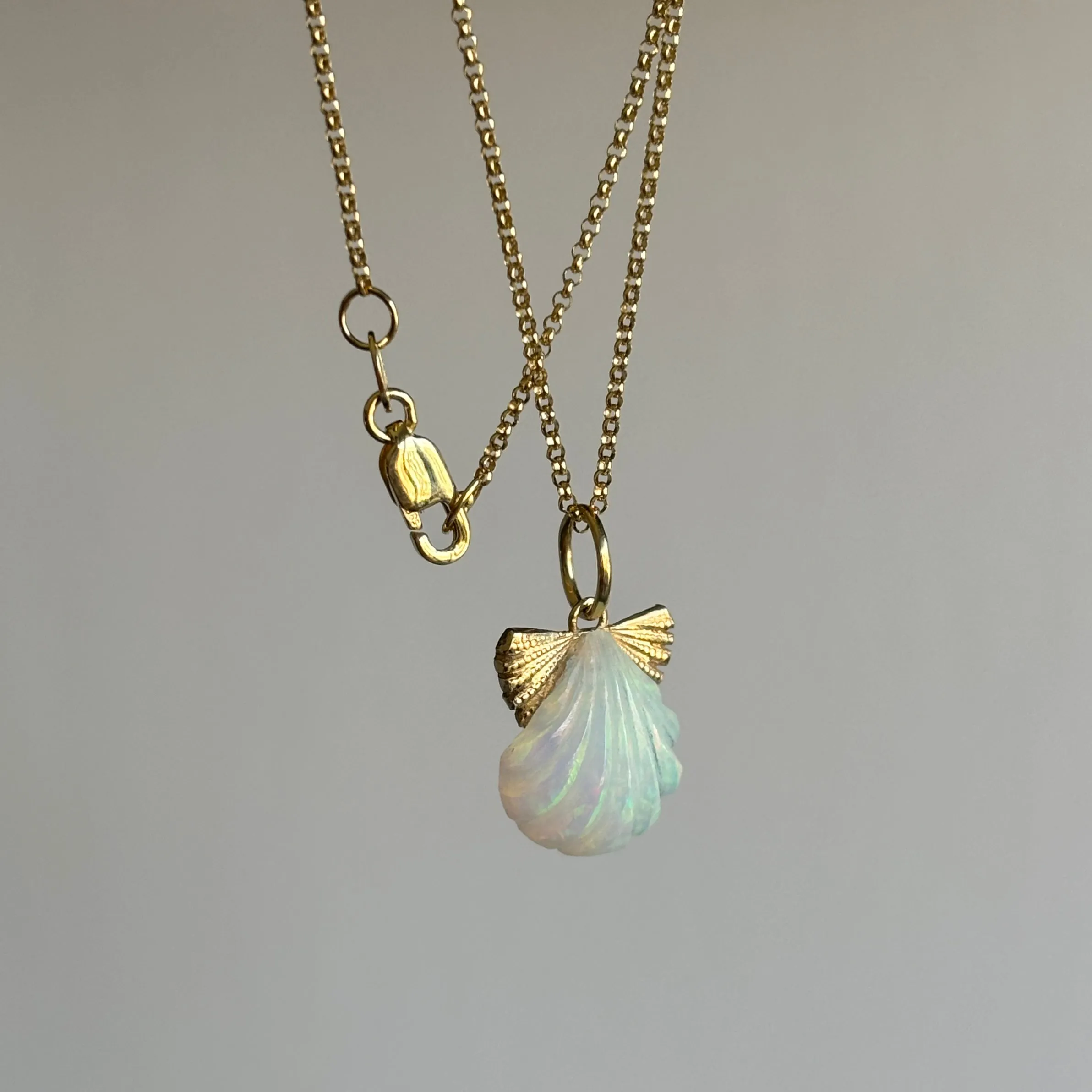 Small Ethiopian Opal Scallop Pendant