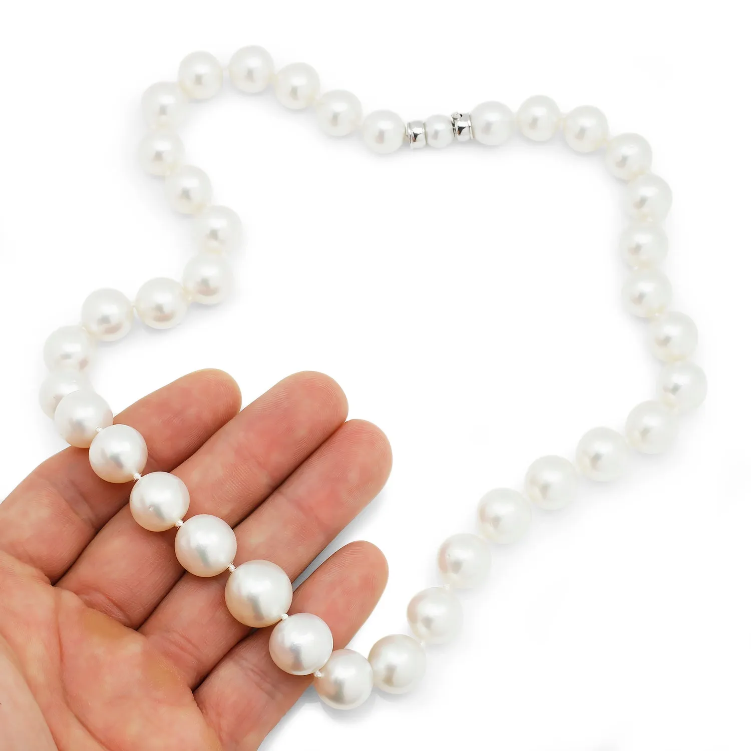 South Sea Pearl Graduated Necklace 10-14MM 18K White Gold 19"