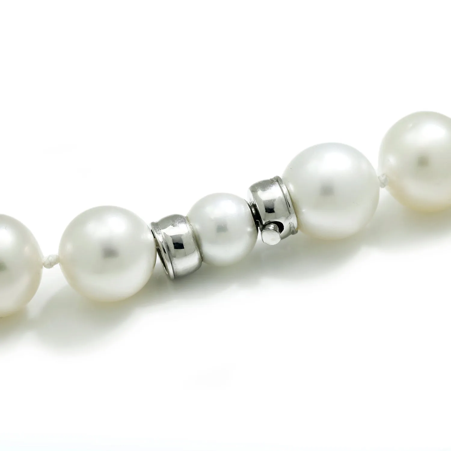 South Sea Pearl Graduated Necklace 10-14MM 18K White Gold 19"