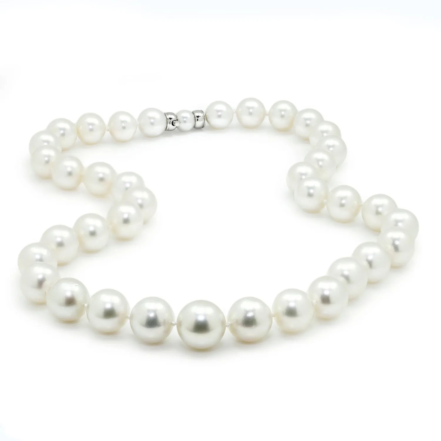 South Sea Pearl Graduated Necklace 10-14MM 18K White Gold 19"