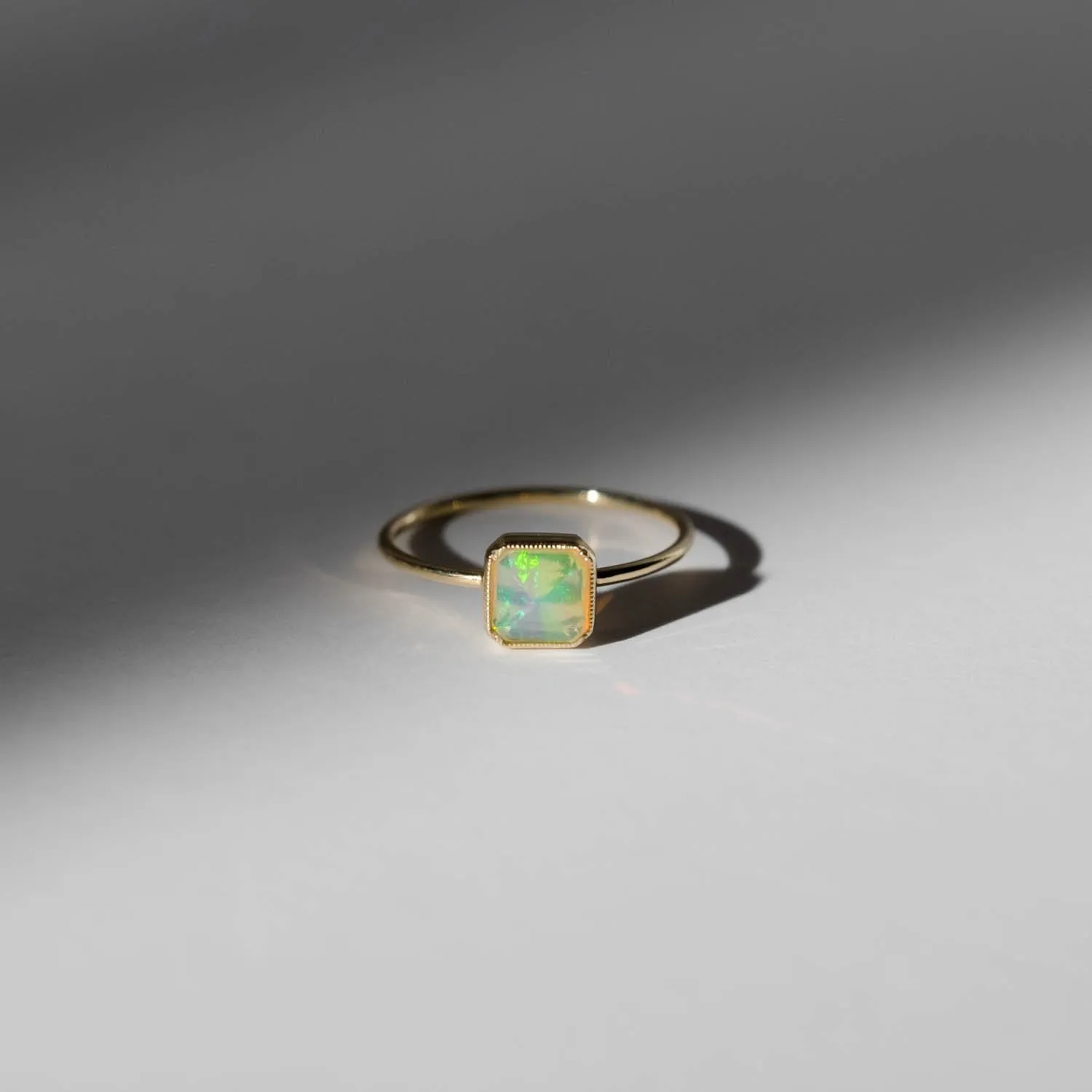 Square Bezel Opal Ring