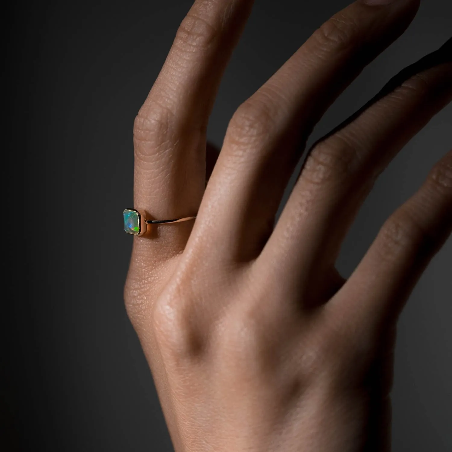 Square Bezel Opal Ring