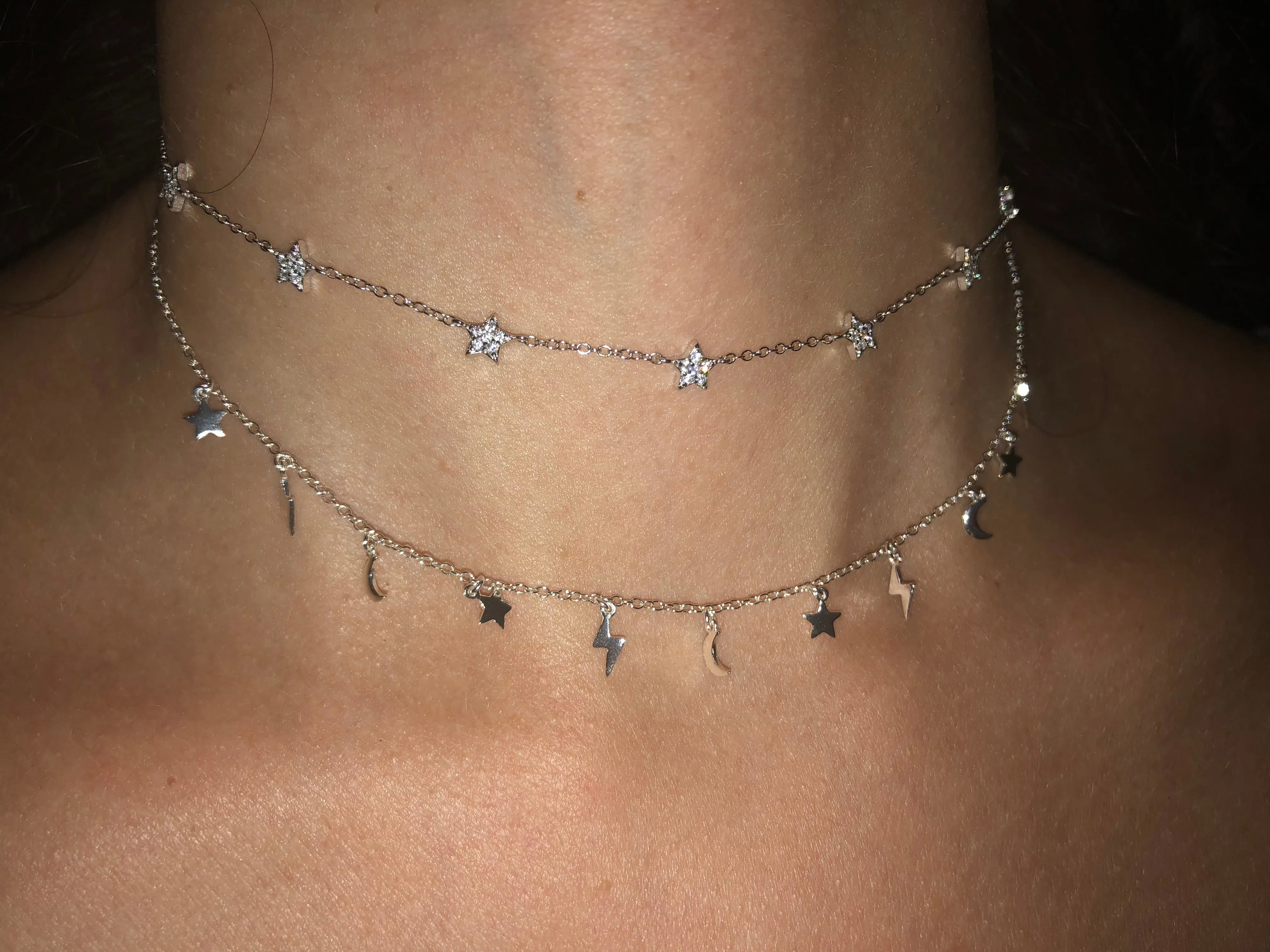 Star Moon Bolt Dangling Choker