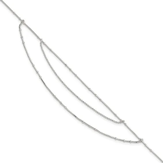 Sterling Silver Multi-Strand 9in With 1in Extension Anklet