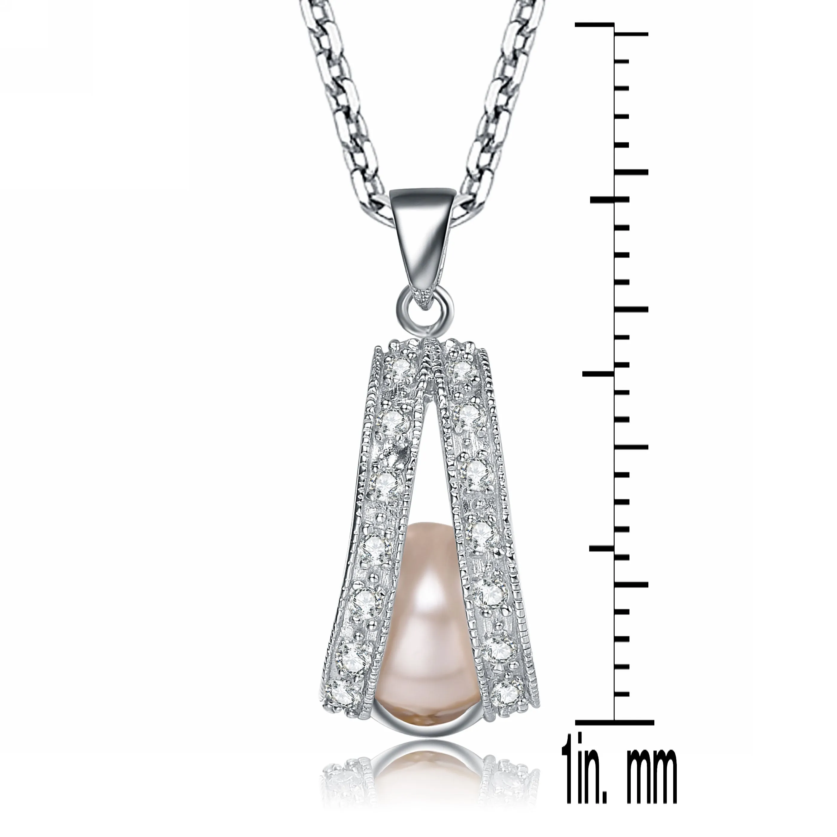 Sterling Silver Pink Cubic Zirconia A Necklace