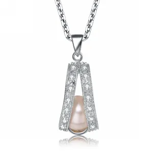 Sterling Silver Pink Cubic Zirconia A Necklace