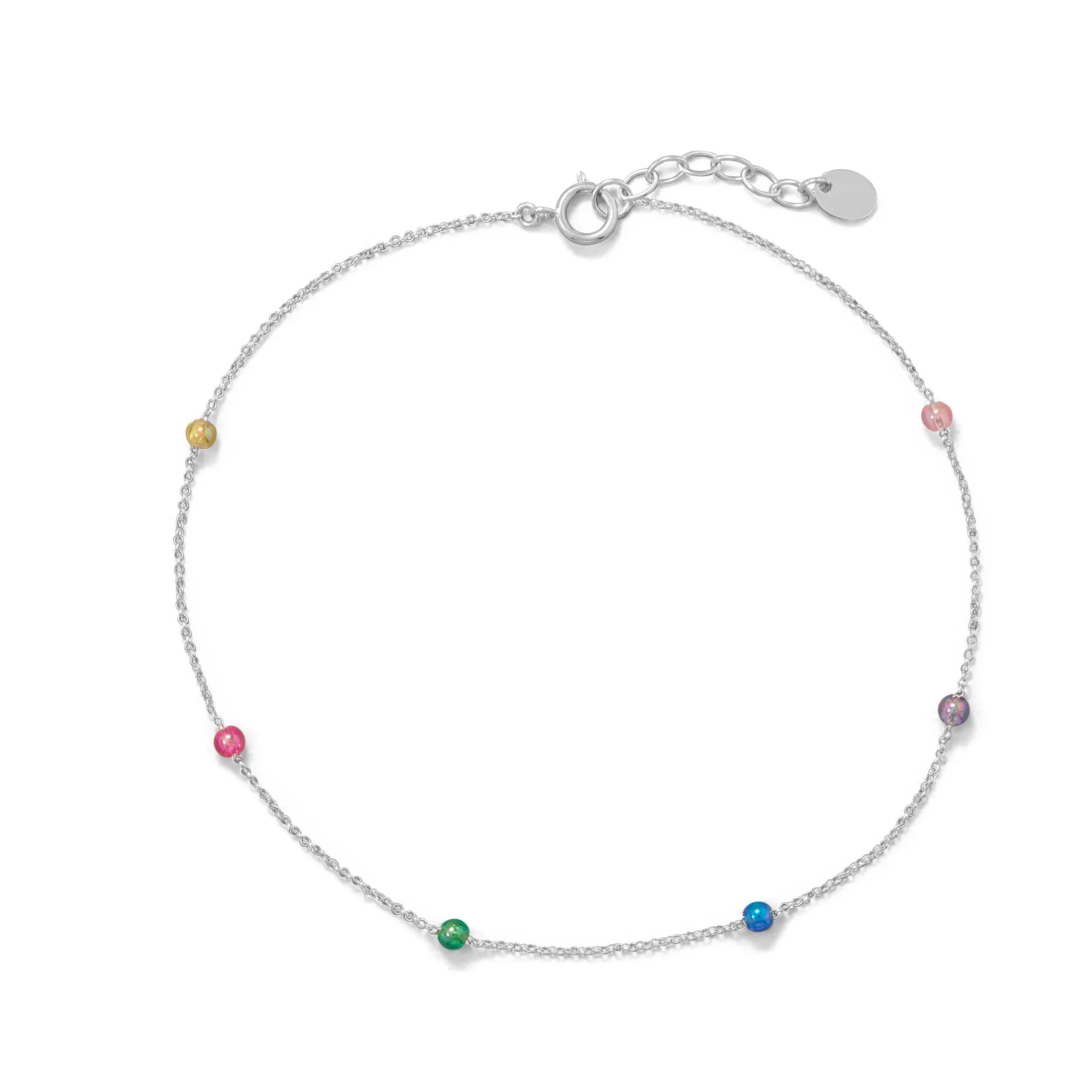 Sterling Silver Rainbow Anklet