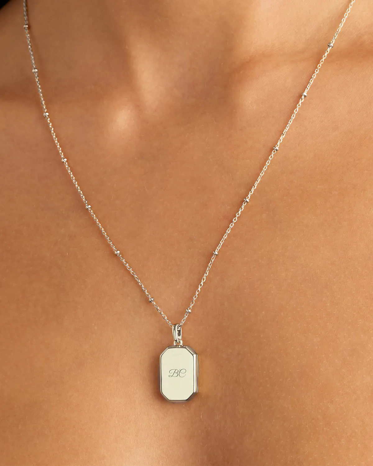 Sterling Silver Rectangular Lotus Locket Pendant