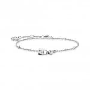 Sterling Silver White Padlock Bracelet A2040-051-14-L19V