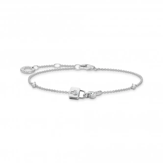 Sterling Silver White Padlock Bracelet A2040-051-14-L19V