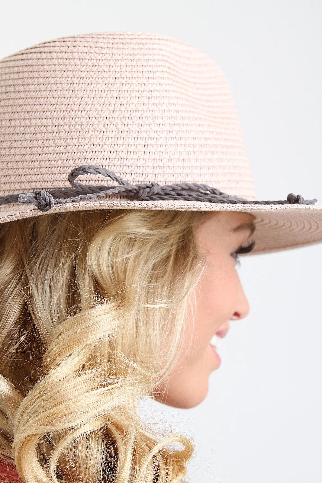 Stitched Straw Braided Trim Fedora