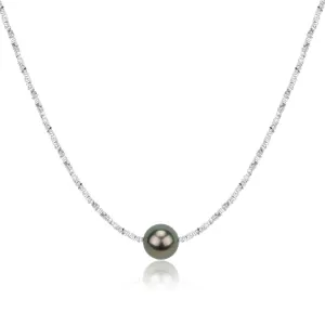 Tahitian Pearl Pendant Silver Shards Necklace