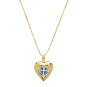 THE BLUE CROSS PHOTO LOCKET NECKLACE