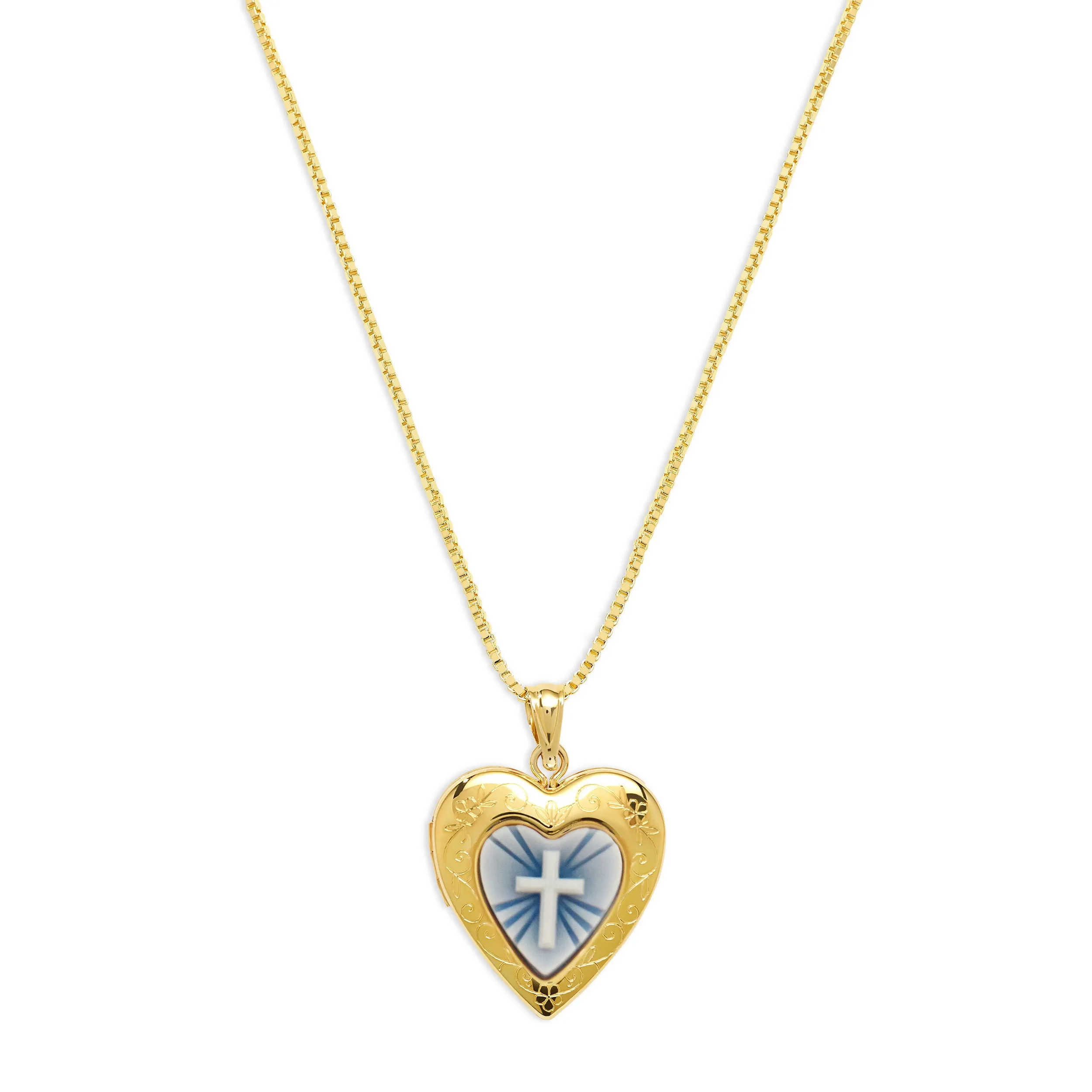 THE BLUE CROSS PHOTO LOCKET NECKLACE