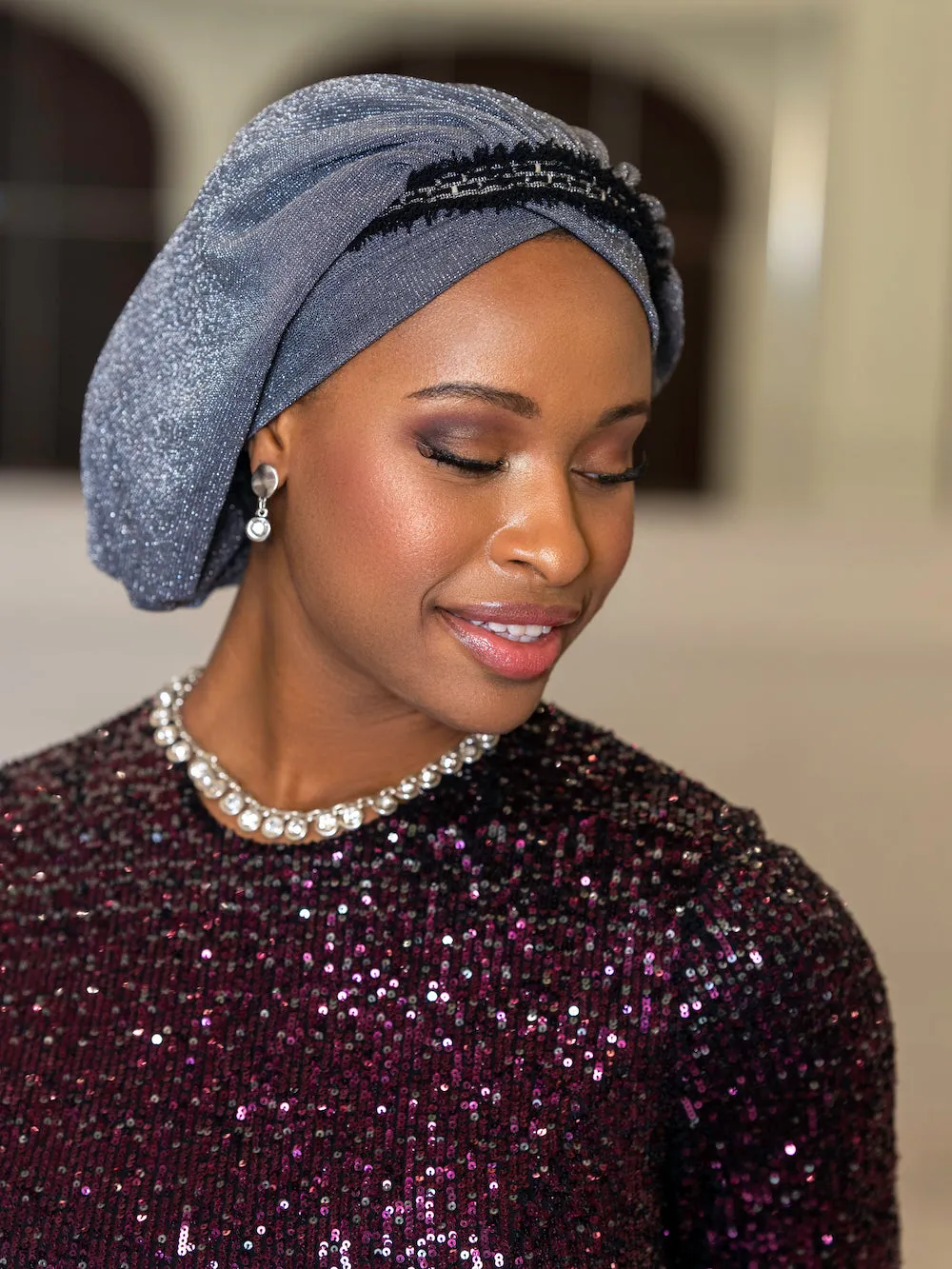 The Devorah Crown | Luxury Handmade Turban Crown Head Covering with Attachable Snap-on Trim (no wrapping required)