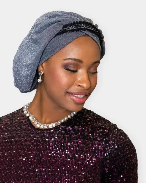 The Devorah Crown | Luxury Handmade Turban Crown Head Covering with Attachable Snap-on Trim (no wrapping required)