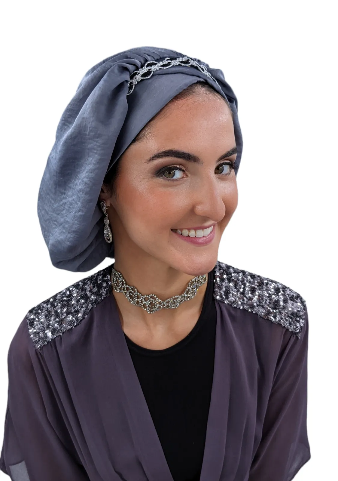 The Devorah Crown | Luxury Handmade Turban Crown Head Covering with Attachable Snap-on Trim (no wrapping required)