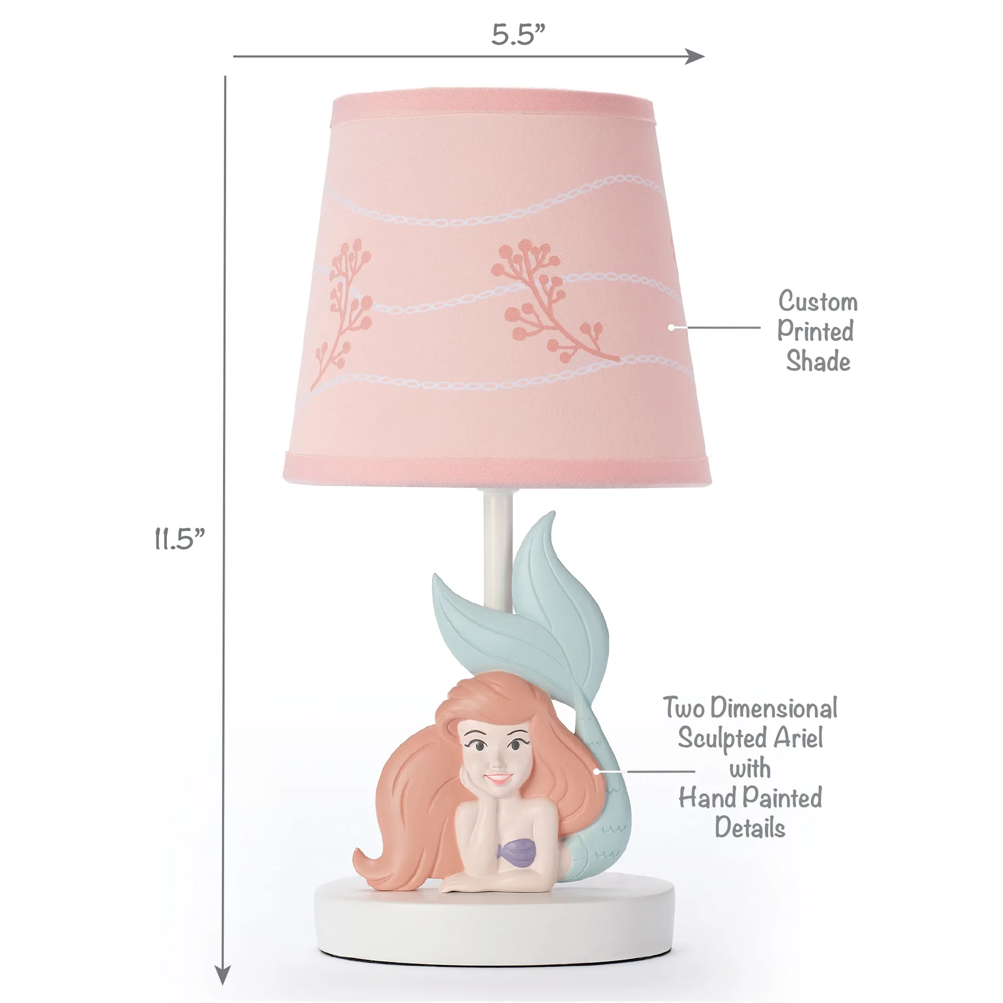 The Little Mermaid Lamp with Shade & Bulb