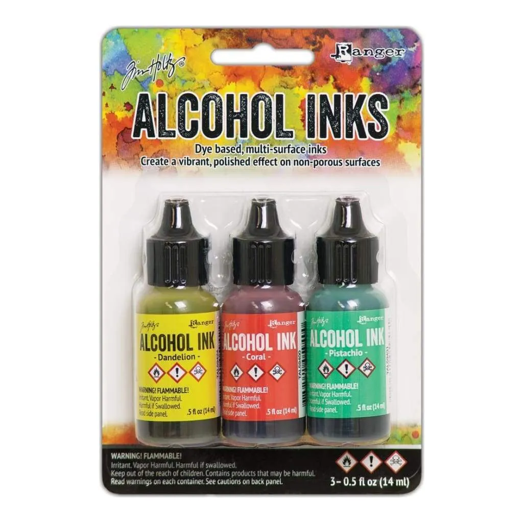 Tim Holtz Alcohol Ink .5oz 3 pack - Key West-Dandelion & Coral & Pistachio*