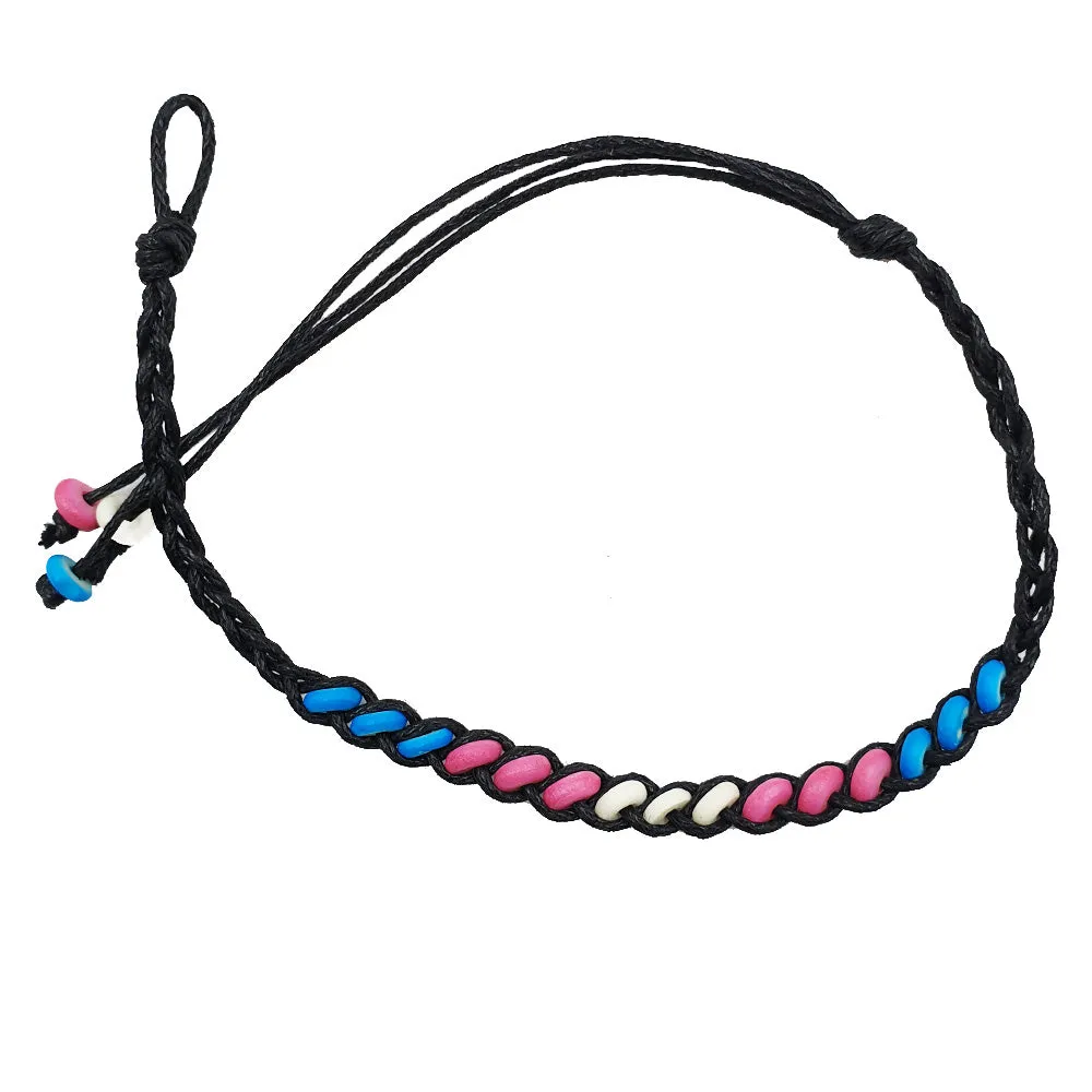 Transgender Flag Ceramic Bead Friendship Bracelet