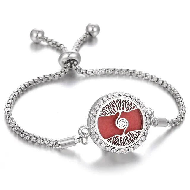 Tree of Life Aromatherapy Diffuser Locket Bracelet Charm Lucky Crystal Stainless Steel Women's Locket Bracelet