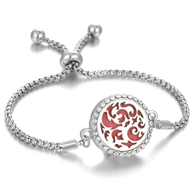 Tree of Life Aromatherapy Diffuser Locket Bracelet Charm Lucky Crystal Stainless Steel Women's Locket Bracelet