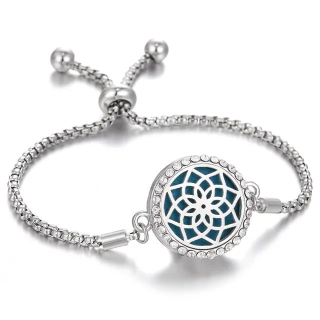 Tree of Life Aromatherapy Diffuser Locket Bracelet Charm Lucky Crystal Stainless Steel Women's Locket Bracelet