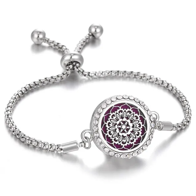 Tree of Life Aromatherapy Diffuser Locket Bracelet Charm Lucky Crystal Stainless Steel Women's Locket Bracelet