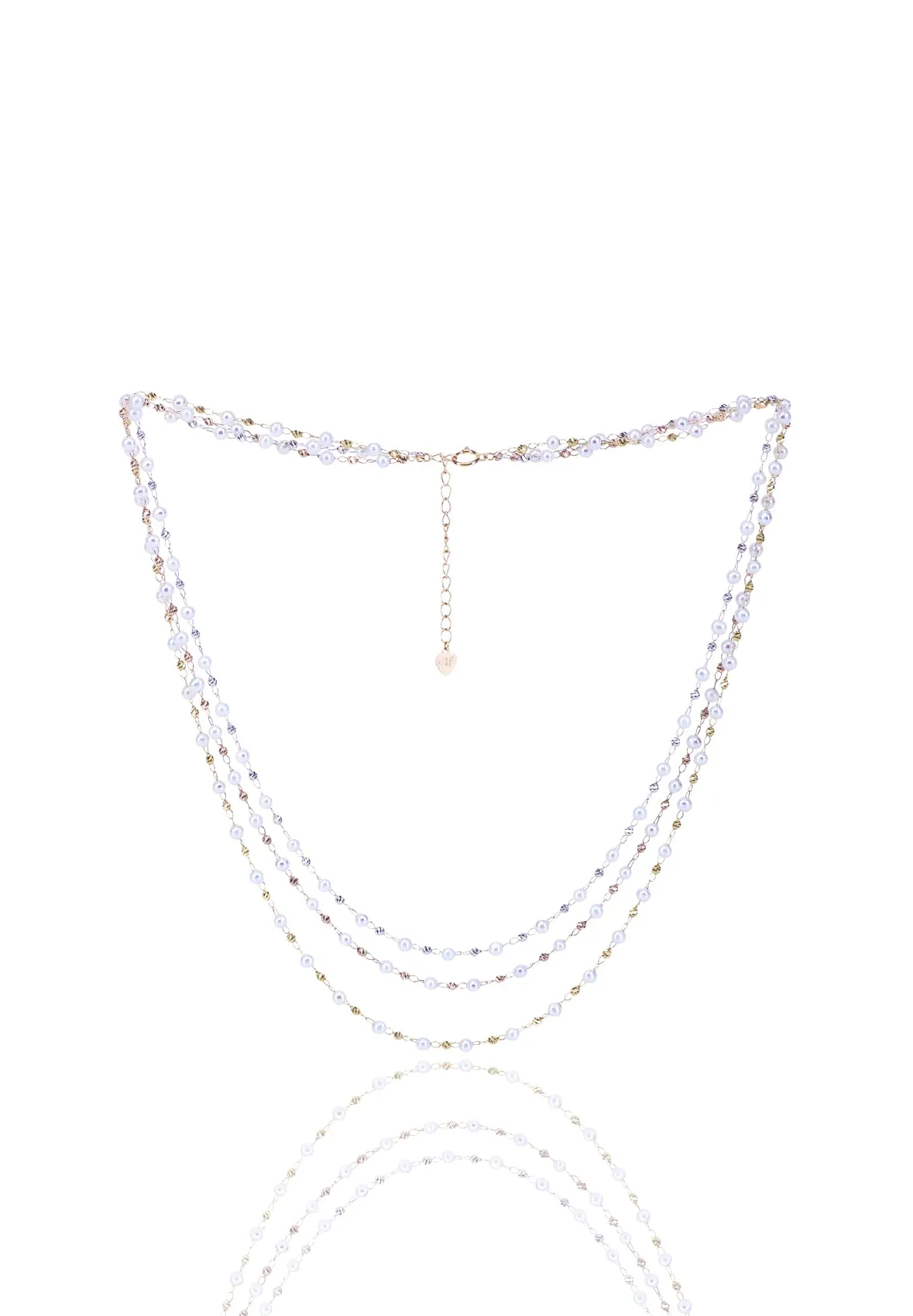 Tricolor Gold Pearl Necklace