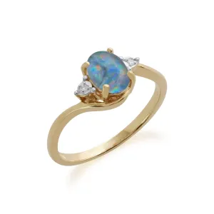 Triole Opalring, 9 Karat Gelbgold 0.68ct Triole Opal & DIAMANTRING