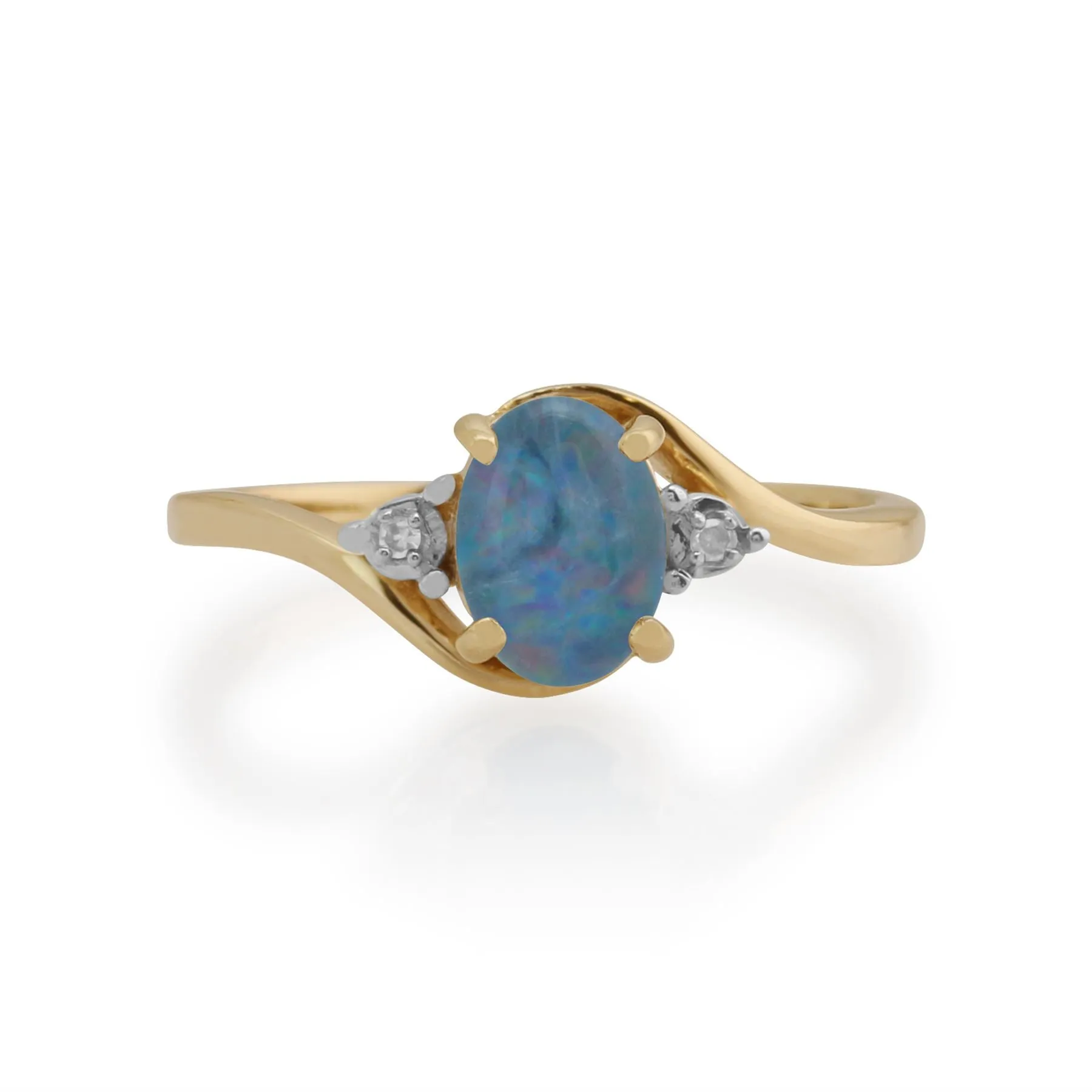 Triole Opalring, 9 Karat Gelbgold 0.68ct Triole Opal & DIAMANTRING