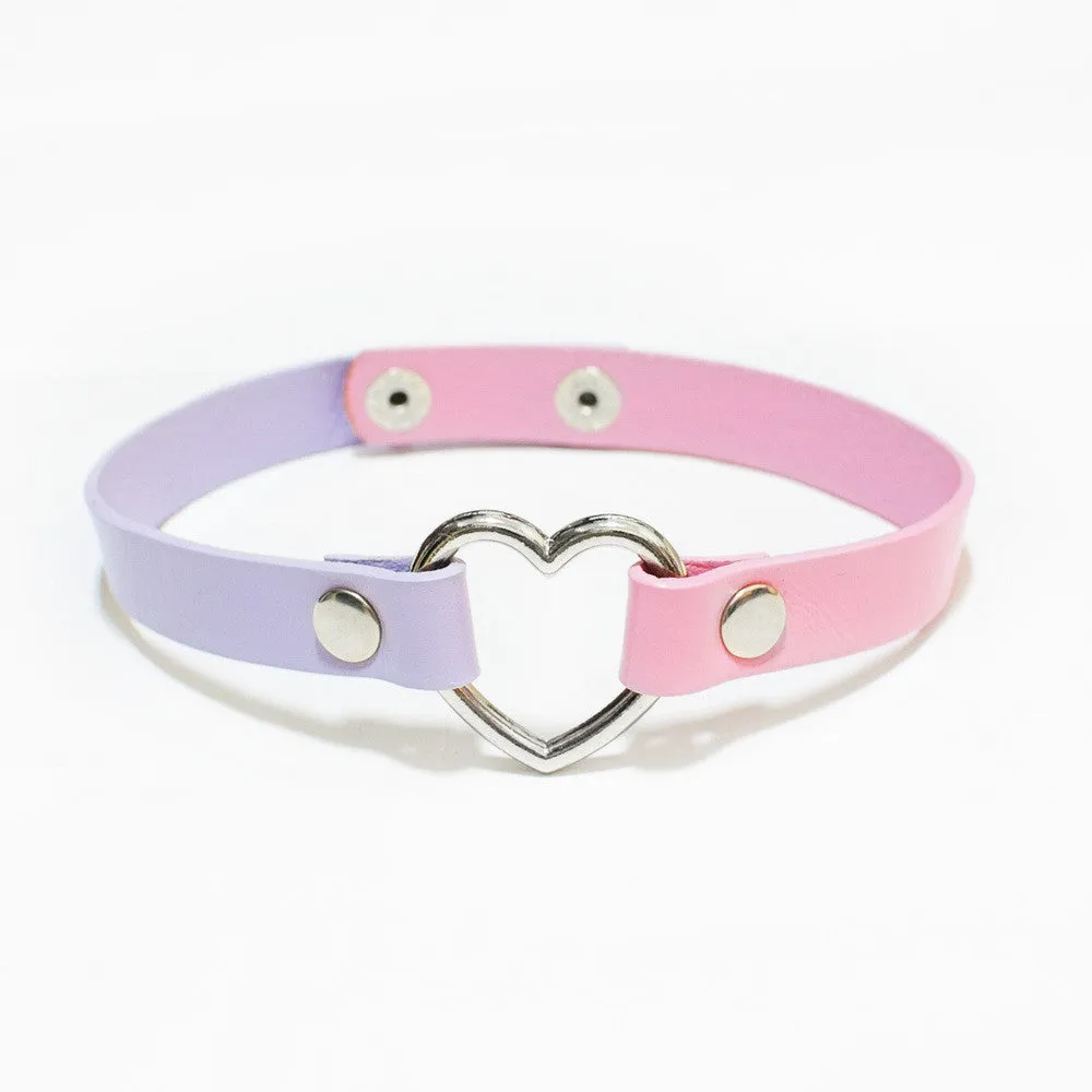 TWO-TONED HEART BONDAGE CHOKER