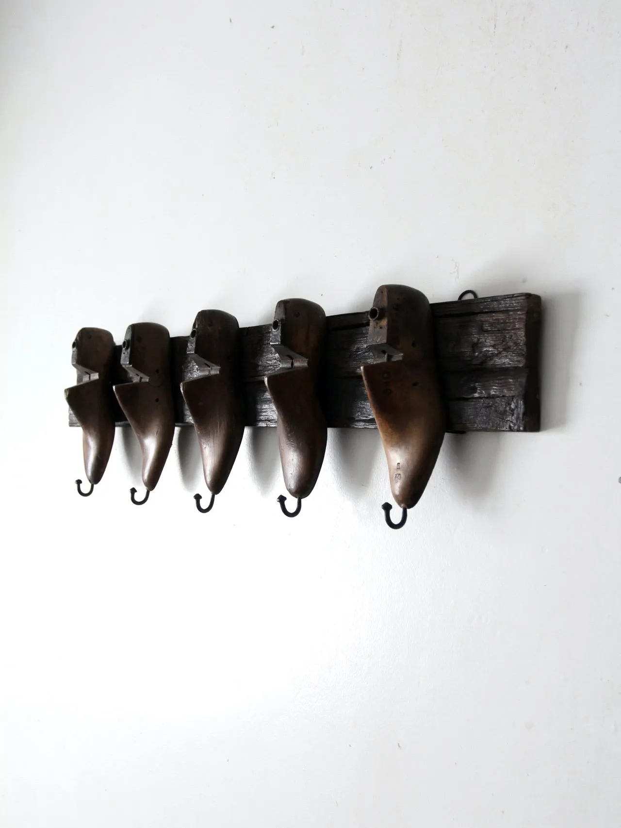 vintage cobbler's shoe wall mounted coat rack