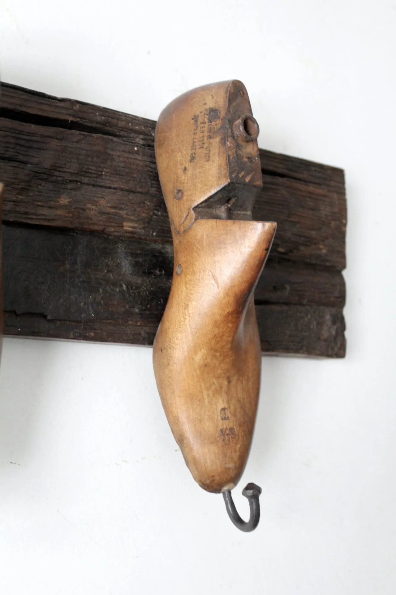 vintage cobbler's shoe wall mounted coat rack