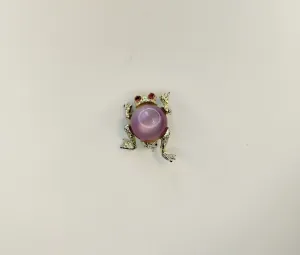 Vintage Jelly Belly Moonstone Rhinestone Cabochon Frog Brooch Pin