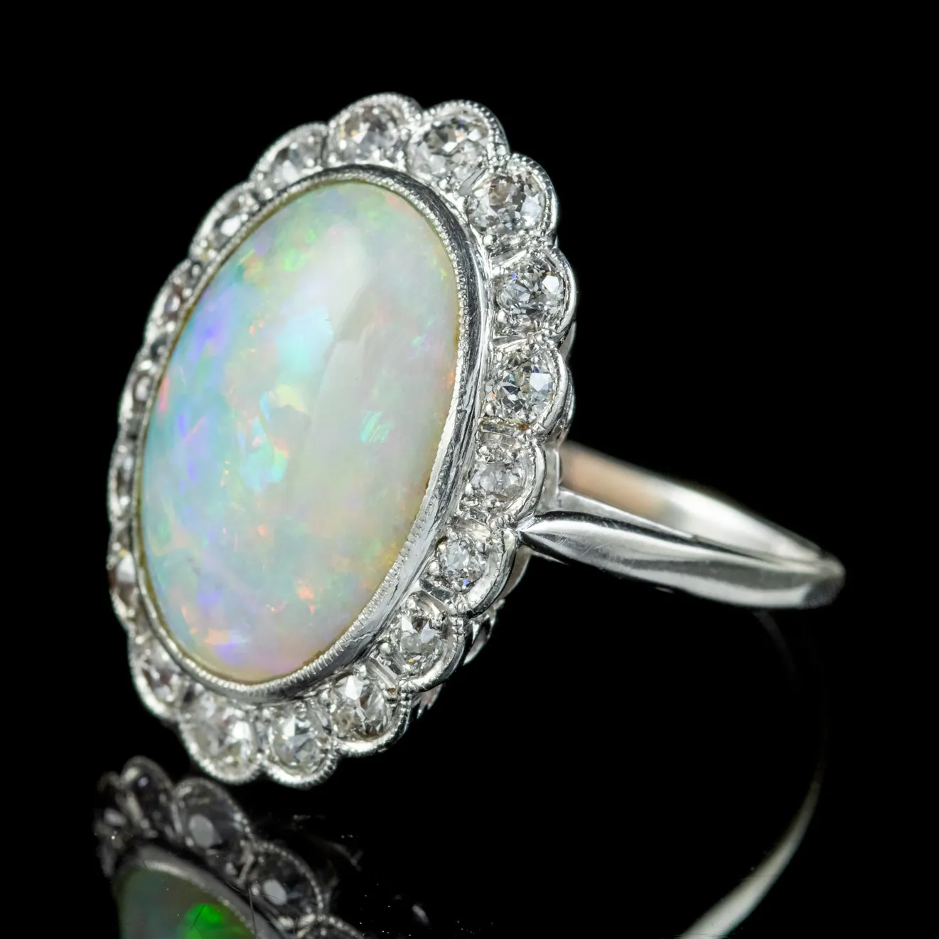 Vintage Opal Diamond Ring 6ct Opal Circa 1940