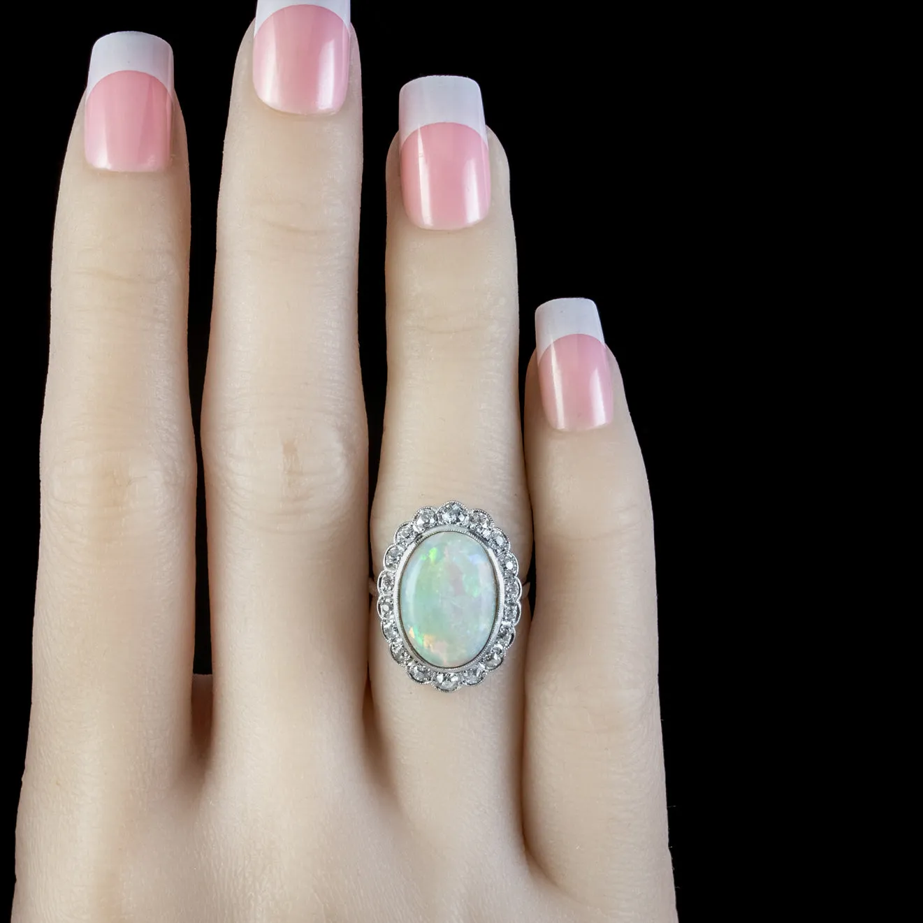 Vintage Opal Diamond Ring 6ct Opal Circa 1940